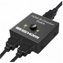 Commutateur HDMI bidirectionnel en aluminium avec prise en charge 4K 60Hz, capable de 1 entrée et 2 sorties, ou 2 entrées et 1 sortie Prend en charge 