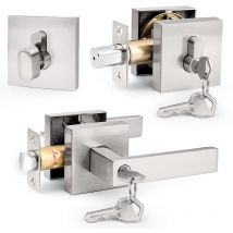 DPZO Ensemble de pêne dormant à levier carré avec cylindre simple et clé identique (pour bureau et porte d'entrée), serrure de porte d'entrée robuste