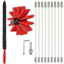 DPZO Kit de Ramonage, Brosse de Nettoyage de Cheminée Flexible avec 9 Tiges en Nylon Souple 2 Brosse de Nettoyage de Conduit de Cheminée pour Cheminée