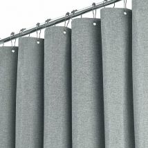 DPZO Rideau de douche extra long 180 x 240 cm, grand rideau de douche en tissu texturé en lin avec 12 crochets en plastique, grands rideaux de douche 