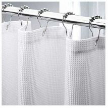 DPZO Rideau de douche gaufré de 180 x 210 cm de long, rideau de douche en tissu résistant avec tissage gaufré, rideaux de douche de salle de bain de 