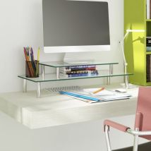 DPZO Support de moniteur à 2 niveaux Verre transparent