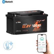 LiTime Batterie Lithium LiFePO4 Bluetooth 12V100Ah Hauteur 190mm SOUS LE SIÈGE DE LA CARAVANE Protection contre les basses Températures -1PCS