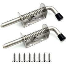 2er-Pack Edelstahl-Federnriegel für Garagentor, Schuppen, Hof, Hühnerstall (128 mm) - INHHUB