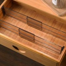 Organisateur de tiroir (lot de 4) en plastique, séparateur de tiroir réglable pour cuisine, salle de bain ou chambre à coucher, transparent noir.-DPZO