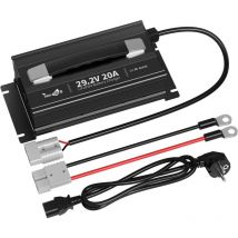 Timeusb 29,2V 20A Chargeur de Batterie Lithium, charge rapide, 4 protections intégrées, avec précharge à 0V et activation de batterie, Prise Anderson 