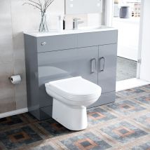 James 1000mm Freestanding Grey Slimline Vanity, Basin, wc Unit btw Toilet