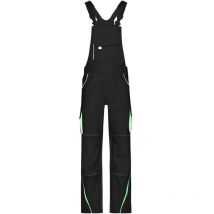 Funktionelle Latzhose JN848 Gr. 48 black/lime-green - James&nicholson