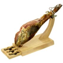 Fackelmann Jamonero Horizontal de Madera con 2 Cuchillos y Chaira – 40 x 23 x 9 cm – Utensilio para Barbacoa