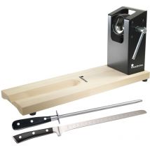 Bergner - Jamonero Masterpro con afilador y cuchillo de cocina en acero inoxidable