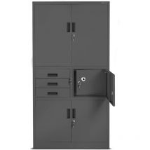C018S ii Büroschrank Aktenschrank Tresor Schubladen Geheimfach Stahlblech 185 cm x 90 cm x 40 cm - anthrazit - Jan Nowak