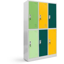 Jan Nowak - Spint 3B2AS Schließfachschrank Fächerschrank Wertfachschrank Umkleideschrank 6 Fächer Stahlblech Pulverbeschichtet 150cm x 90cm x 45cm,