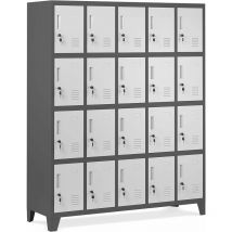 Umkleideschrank 5b4a Fächerschrank Schließfachschrank Mit 20 Fächern Wertfachschrank Metall Pulverbeschichtung 172 Cm X 136 Cm X 45 Cm (h X B X T) (