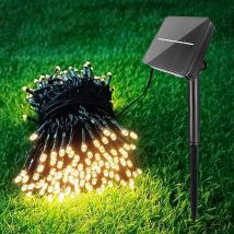Guirnalda led 20m 200 led mit Solarpanel 8 warme weiße Funktionen 3000K Dekorative led wiederaufladbare Batterie 1200 mA Garden Terraza - Jandei