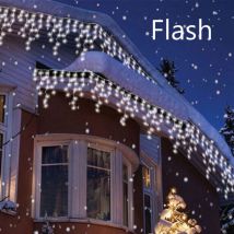 Jandei - Rideau lumineux icicle 3m de long x 0,5m flash blanc froid 6000K 114 LEDs 220V Rideau icicle