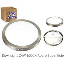 Jandei - led di downlight 2x 24W 6000K Superficie in acciaio di Downlight Round