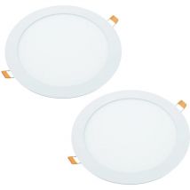 2x Downlight led 18W rond encastrable 3000K, anneau en aluminium blanc mat, pour encastrement 200-205mm led Downlight - Jandei