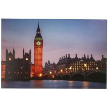 Tableau avec 8 led Tour Big Ben Londres 60 x 40, 2 piles aa led Pictures - Jandei