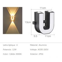 Testi u, testi Applicano in alluminio 220 v per Grans 135,5 cm Lettere 220V - Jandei