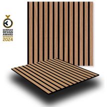 Parete acustica a pannelli Modulabile lamelli 52x52cm rivestiti vero rovere mod. davert oak - Jangal
