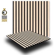 JANGAL Parete acustica a pannelli Modulabile LAMELLI 52x52cm rivestiti vero ROVERE mod. LETEA OAK