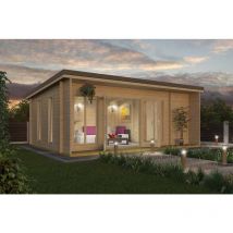 Lasita Maja - Japan-Log Cabin, Wooden Garden Room, Timber Summerhouse, Home Office - L648 x W470 x H250.8 cm