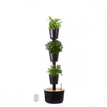Citysens - Jardin d'intérieur 3 bacs noir avec arrosage automatique wifi et graines Noir Asymétrique