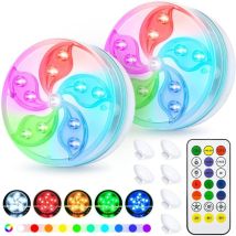 Jardin Piscine Eclairage Piscine Led, Lumière Led Submersible Étanche Ip68, 11 Couleurs Sous-marines Lumiere Piscine Avec Télécommande , Utilisé (2 