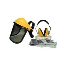 Kit de protection ozaki casque - écran grillagé - paire de lunettes et gants - Normes EN1731F - EN352-1 - EN166F - EN388-4144