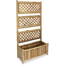 Helloshop26 - Jardinera arriate elevado plantas flores jardín con enrejado de bambú 70 cm 020001166
