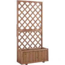 Outsunny - jardinera con enrejado de madera maciza macetero de jardín con soporte para trepadora para cultivo de plantas flores 72,5x31,5x149,5 cm
