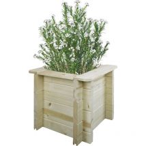 Timbela - Jardinera elevada de madera - 38x38xH35 cm - macetas de exterior para jardín, balcón, terraza - Macetas de madera para flores, especias,