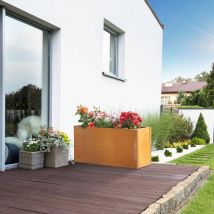 Casa.pro - Jardinera Vaargel 40x80x30 cm acero - Marrón óxido [ ]