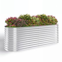 Bealife - Jardineras 240x80x80 cm para Jardín Hortícola en Acero Elevada con Base de Red Metálica Anti-insectos Plateada
