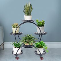 Senderpick - Jardineras Jardineras metálicas Floreros Escaleras con ruedas Jardineras metálicas Negro