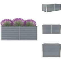 Jardinière 160 x 80 x 45 cm Acier galvanisé Gris - Jardinier Rectangular - Jardinière Acier - Pot Plante Extérieur - Bac Plantation - Décoration