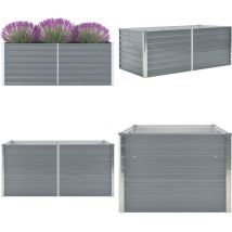Jardinière 160 x 80 x 45 cm Acier galvanisé Gris - Jardinier Rectangular - Jardinière Acier - Pot Plante Extérieur - Bac Plantation - Décoration