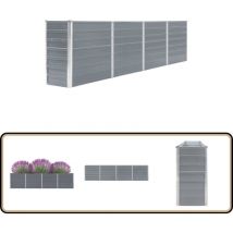 Jardinière 320x40x77 cm Acier galvanisé Gris - Jardinier Rectangular - Jardinière Acier Galvanisé - Pot Plante Extérieur - Bac Plantation
