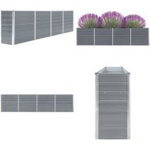 Jardinière 320x40x77 cm Acier galvanisé Gris - Jardinier Rectangular - Jardinière Acier Galvanisé - Pot Plante Extérieur - Bac Plantation
