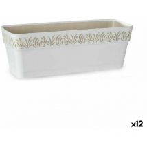 Stefanplast - Jardinière auto-arrosante gaia white plastic 49,5 x 17 x 19 cm (12 pièces)