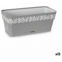 Stefanplast - Jardinière auto-arrosante gaia grey plastic 13,3 x 12,3 x 29,3 cm (12 pièces)