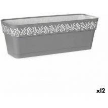 Stefanplast - Jardinière auto-arrosante gaia grey plastic 49,5 x 17 x 19 cm (12 pièces)