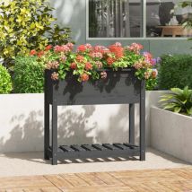 Lafomukea - Jardinière avec étagère Gris 82,5x34,5x81 cm Bois massif de pin