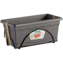Jardinière Avec Plaque Intégrée 40x24cm + Support Métallique. Couleur Anthracite