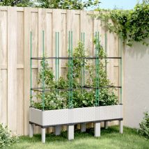 Jardinière avec treillis blanc 120x40x142,5 cm pp