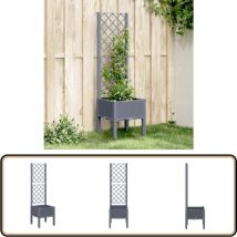Jardinière avec treillis bleu gris 40x40x142 cm pp - Jardinier - Pot Plante Grimpante - Pot Extérieur - Jardinière Décorative - Bac Plantation