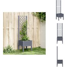 Jardinière avec treillis bleu gris 40x40x142 cm pp - Jardinier - Pot Plante Grimpante - Pot Extérieur - Jardinière Décorative - Bac Plantation