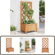 Jardinière avec treillis marron bois massif de sapin - Jardinierre En Bois - Jardinière Avec Treillis - Pot De Fleurs Exterieur - Plante Grimpante