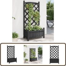 Jardinière avec treillis noir bois massif de sapin - Jardinierre Extérieure - Jardinière Bois - Pot Plante Grimpante - Support Vigne - Pot Fleuri