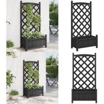 Jardinière avec treillis noir bois massif de sapin - Jardinierre Extérieure - Jardinière Bois - Pot Plante Grimpante - Support Vigne - Pot Fleuri